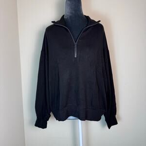 NWT Lou & Grey Nordstrom Zen Bounce Quarter Zip Signaturesoft Plush Black Large